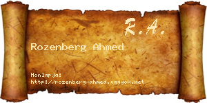 Rozenberg Ahmed névjegykártya